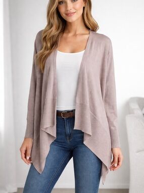 Alfani Light Taupe Open-Front Draped Cardigan size 2x
